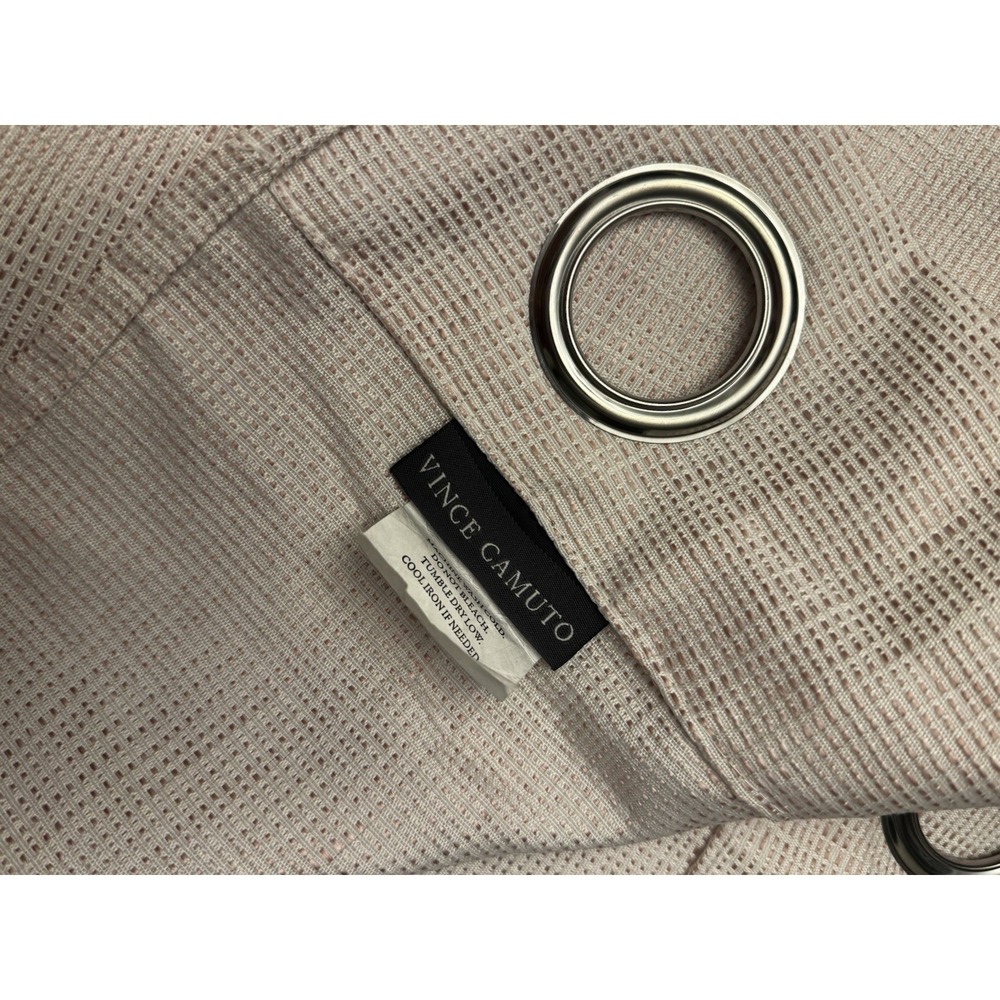 Set of 2 Vince Camuto Soft Pink‎ & White Curtains W/h Silver Detailing 84"